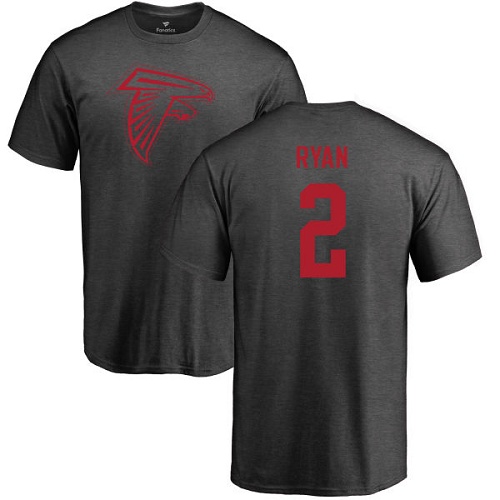 Atlanta Falcons Men Ash Matt Ryan One Color NFL Football #2 T Shirt